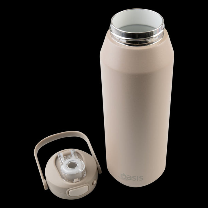 Oasis Ceramic Lined S/S Triple Wall Insulated "Capri" Drink Bottle W/ Quick Release Lid 1L Latte
