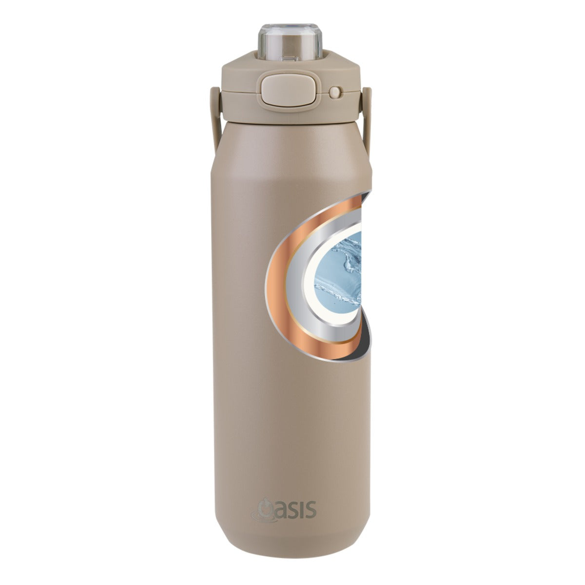 Oasis Ceramic Lined S/S Triple Wall Insulated "Capri" Drink Bottle W/ Quick Release Lid 1L Latte