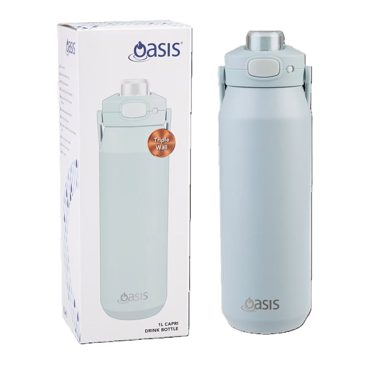 Oasis Ceramic Lined S/S Triple Wall Insulated "Capri" Drink Bottle W/ Quick Release Lid 1L Sea Mist