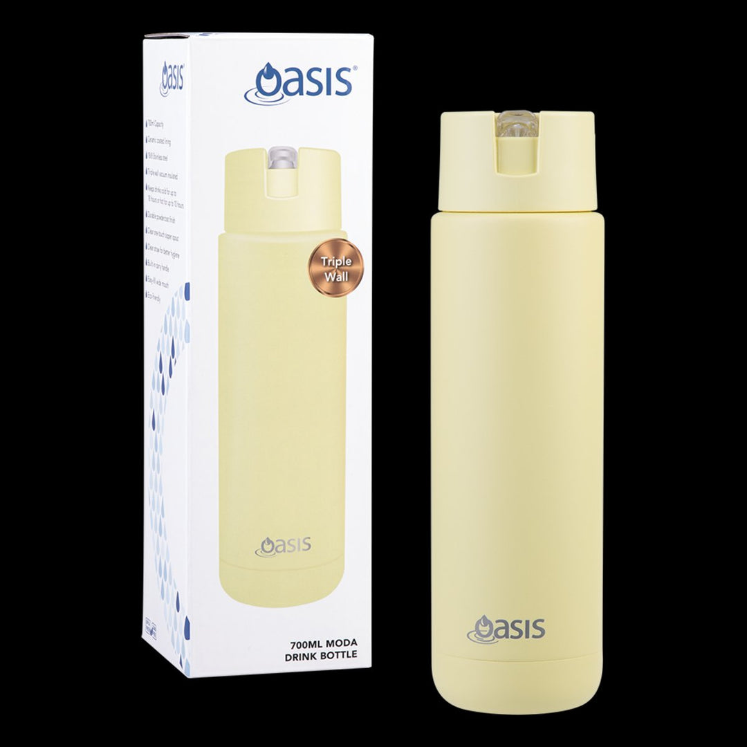 Oasis Ceramic Lined S/S Triple Wall Insulated "Moda" Drink Bottle 700Ml  (Daffodil)