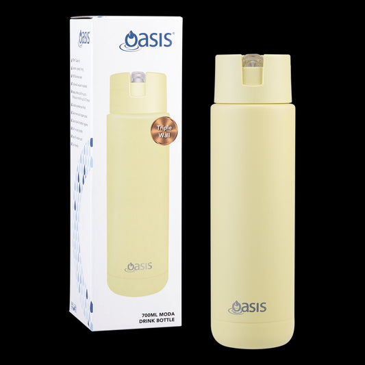 Oasis Ceramic Lined S/S Triple Wall Insulated "Moda" Drink Bottle 700Ml  (Daffodil)