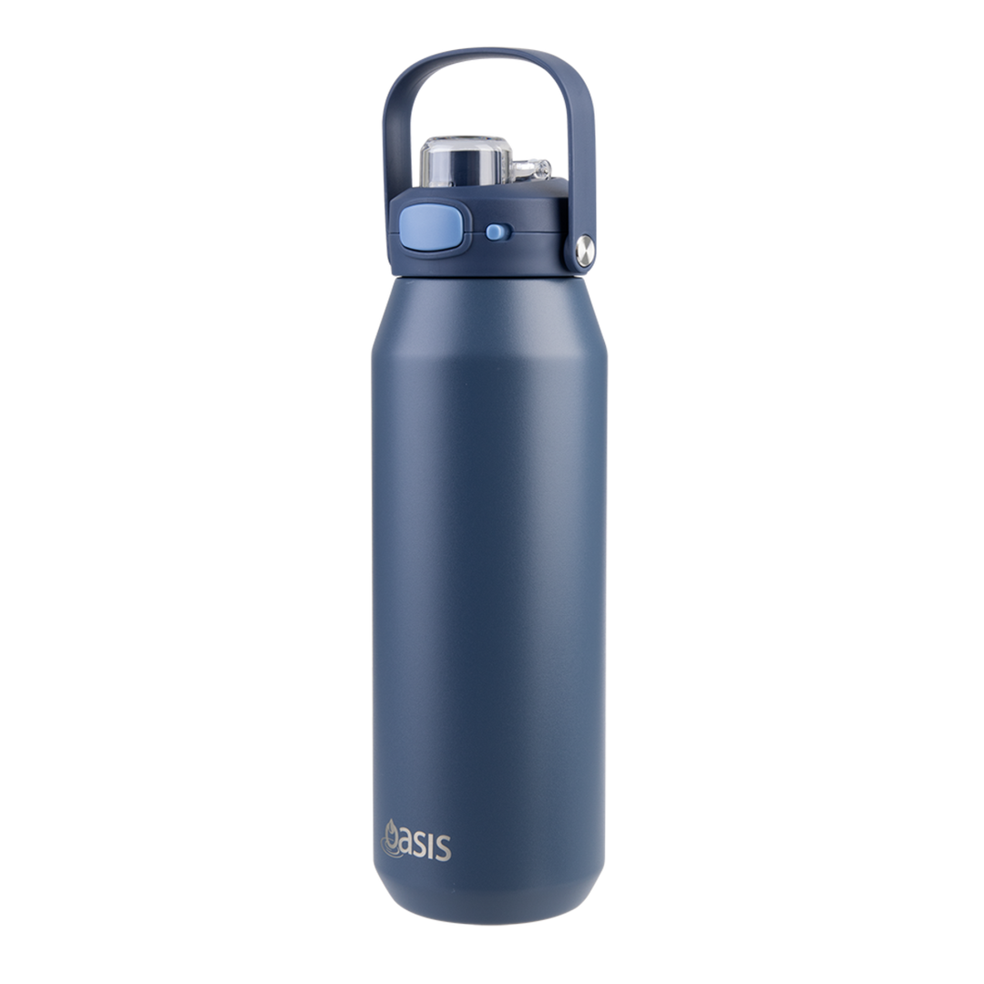 Oasis Ceramic Lined S/S Triple Wall Insulated "Capri" Drink Bottle W/ Quick Release Lid 1L Indigo