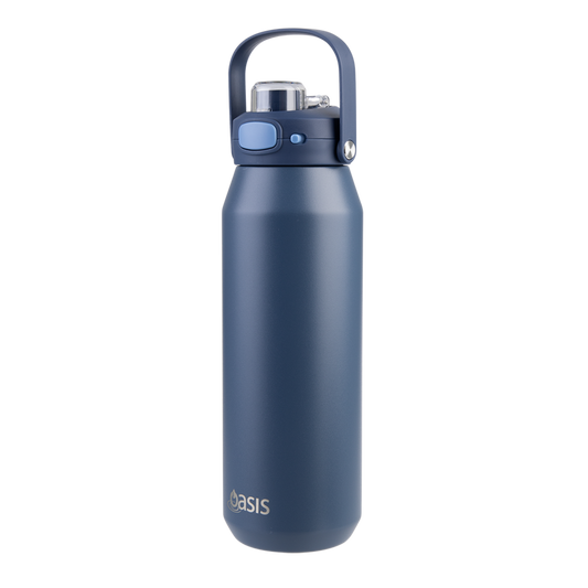 Oasis Ceramic Lined S/S Triple Wall Insulated "Capri" Drink Bottle W/ Quick Release Lid 1L Indigo