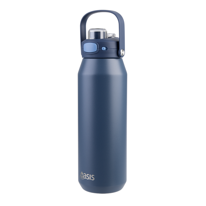 Oasis Ceramic Lined S/S Triple Wall Insulated "Capri" Drink Bottle W/ Quick Release Lid 1L Indigo