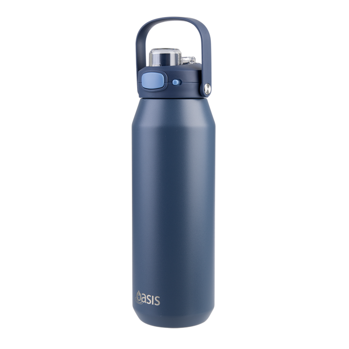 Oasis Ceramic Lined S/S Triple Wall Insulated "Capri" Drink Bottle W/ Quick Release Lid 1L Indigo