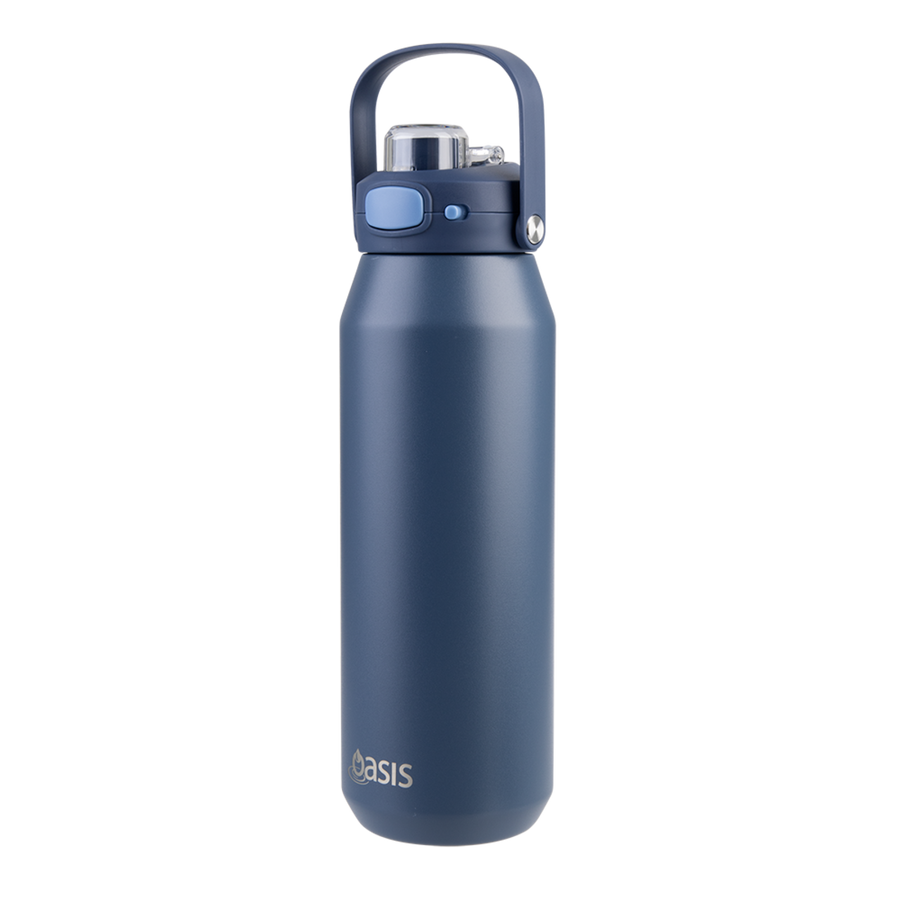 Oasis Ceramic Lined S/S Triple Wall Insulated "Capri" Drink Bottle W/ Quick Release Lid 1L Indigo
