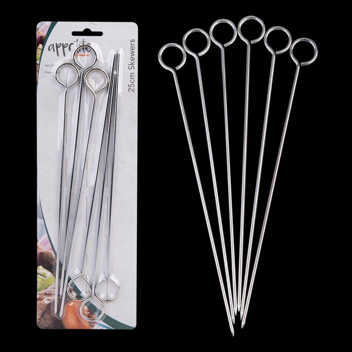 Chrome Skewers 25cm/10 Set 6