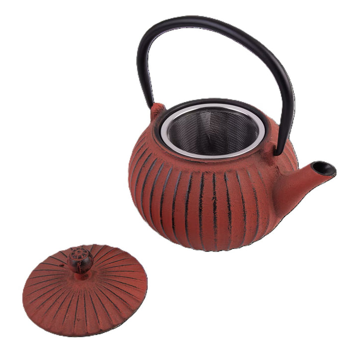 Teaology Cast Iron Teapot Ribbed Red 500ml
