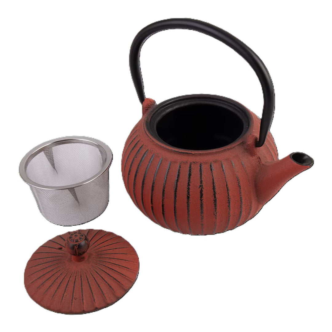 Teaology Cast Iron Teapot Ribbed Red 500ml
