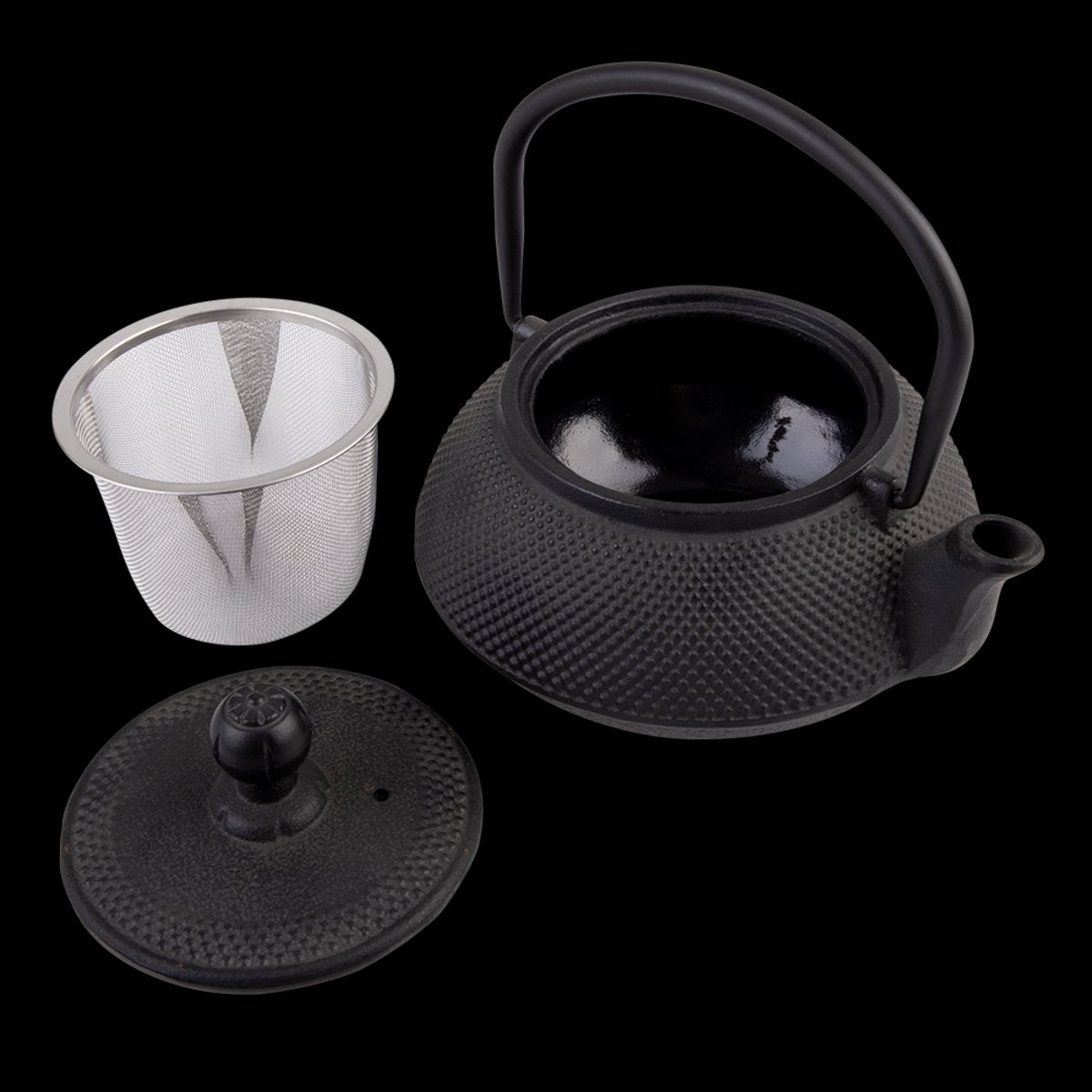 Cast Iron Teapot 800ml Hobnail Black