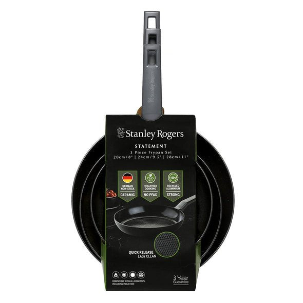 Stanley Rogers Statement 3pc Frypan Set Ceramic Non-stick Recycled Aluminium