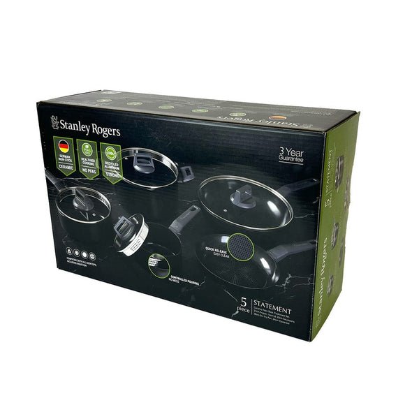 Stanley Rogers Statement 5pc Cookware Set Ceramic Non-stick Recycled Aluminium