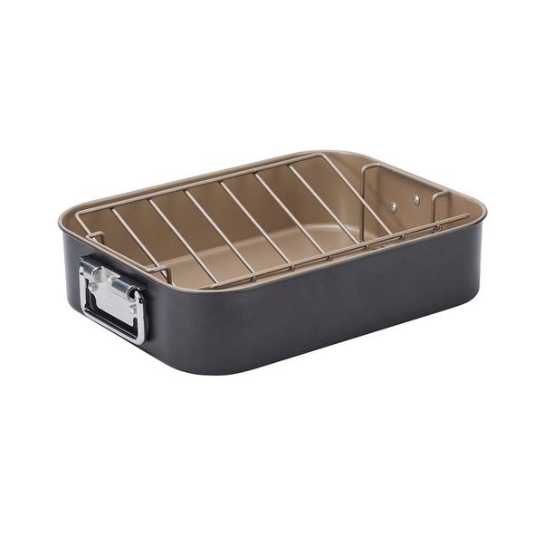 Stanley Rogers Ceramabake 40cm x 30.5cm x 9.5cm Heavy Duty Roaster with Rack