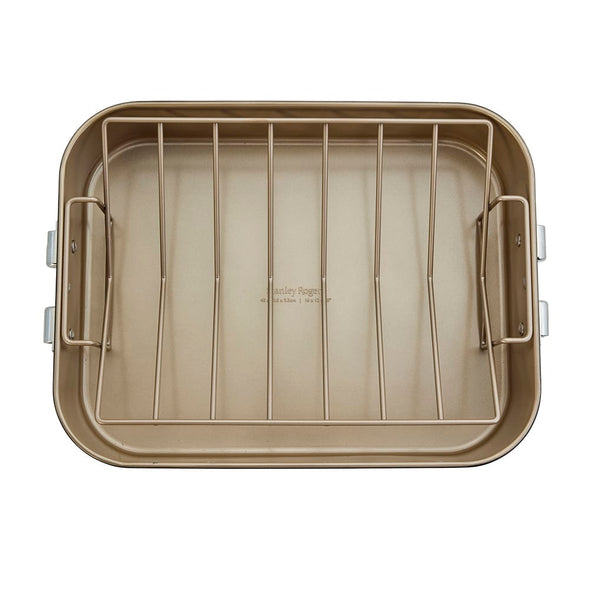 Stanley Rogers Ceramabake 40cm x 30.5cm x 9.5cm Heavy Duty Roaster with Rack