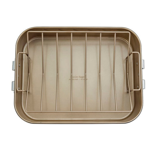 Stanley Rogers Ceramabake 40cm x 30.5cm x 9.5cm Heavy Duty Roaster with Rack