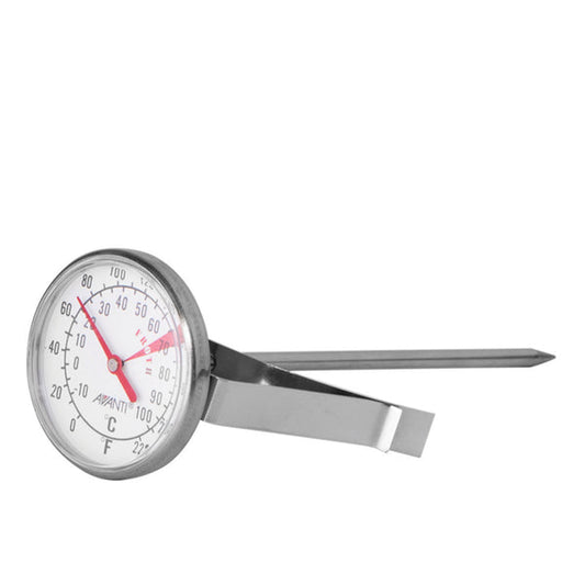 Avanti Stainless Steel 4.4Cm Dial Round Frothing Milk Thermometer W/ Clip Silver