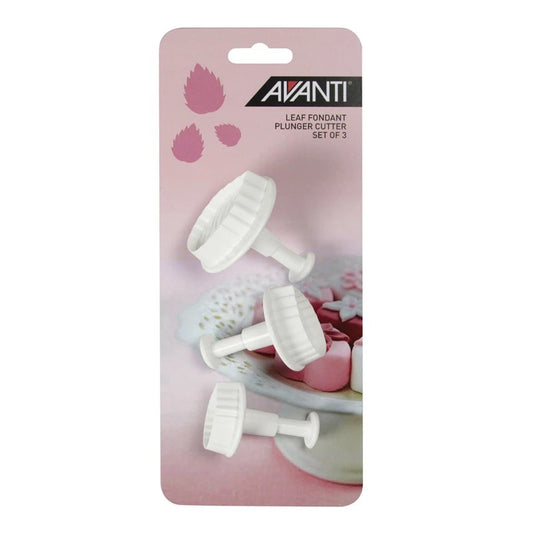 AVANTI LEAF FONDANT PLUNGER CUTTER SET 3 PIECE