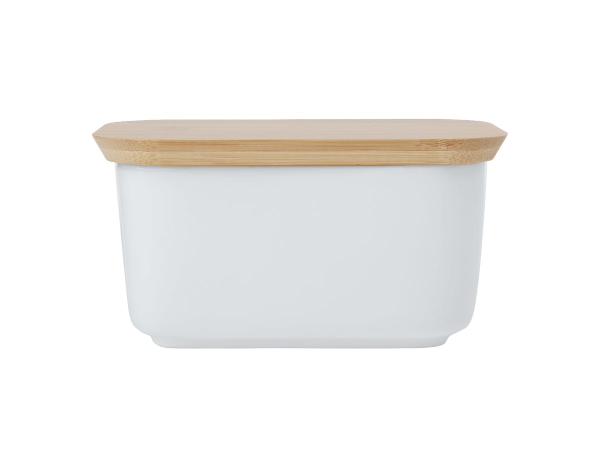 White Basics Butter Dish Bamboo Lid