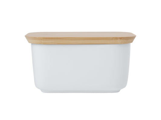 White Basics Butter Dish Bamboo Lid