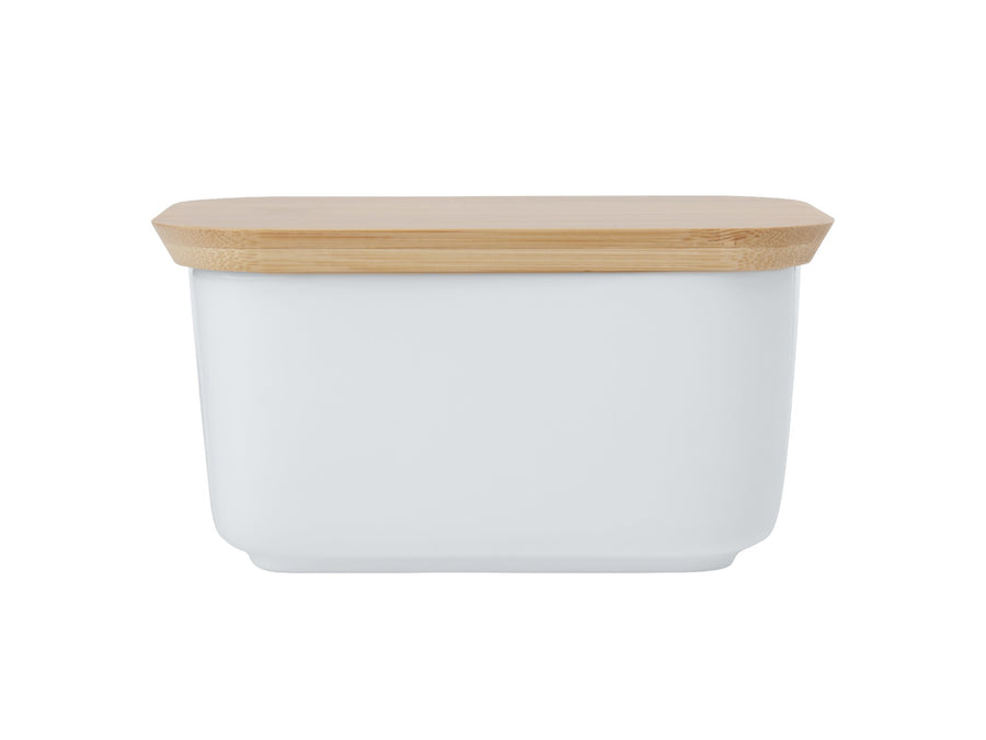 White Basics Butter Dish Bamboo Lid