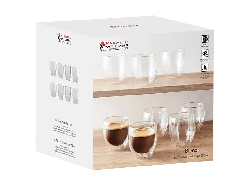 Mw Blend Double Wall Cup 250ml Set Of 8 Gift Boxed