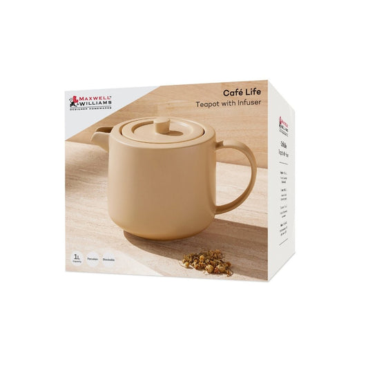 Mw Cafe Life Teapot With Infuser 1L Sand Gift Boxed