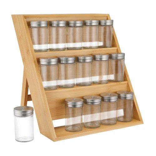 Mw Evergreen Bamboo Spice Rack 16pc Set Gift Boxed