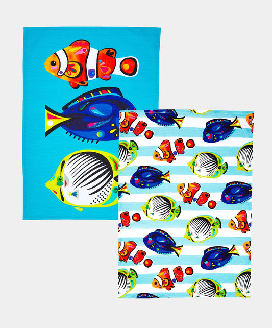 Mw Pete Cromer Ozzie Ocean Cotton Tea Towel Set Of 2 Gift Boxed