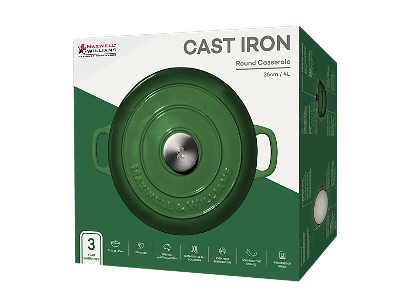 Mw Cast Iron Round Casserole English Racing Green 26Cm / 4L Gift Boxed