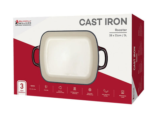 Mw Cast Iron Roaster Merlot 28X21Cm / 3L Gift Boxed