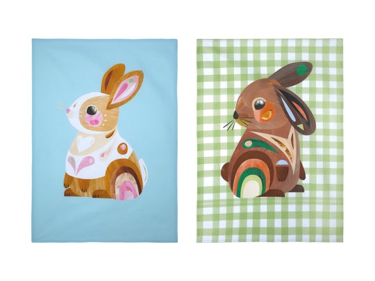 Mw Pete Cromer Barn Friends Tea Towel Set Of 2 50x70cm Bunny