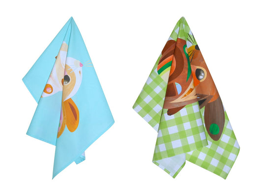 Mw Pete Cromer Barn Friends Tea Towel Set Of 2 50x70cm Bunny