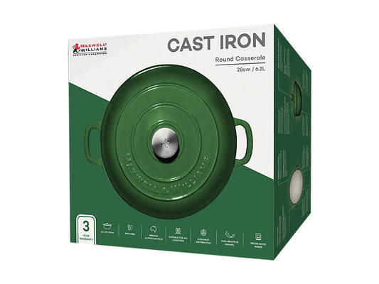 Mw Cast Iron Round Casserole English Racing Green 28Cm / 6.2L Gift Boxed