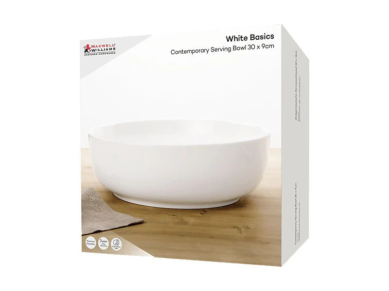 MW White Basics Contemporary Serving Bowl 30x9cm Gift Boxed