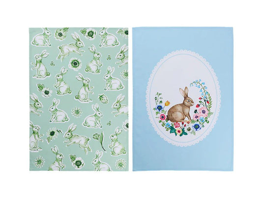 Mw Clover & Cottontail Tea Towel 50X70Cm Set Of 2 Assorted