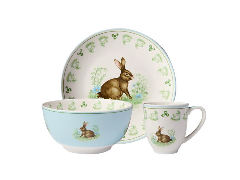 MW Clover & Cottontail Children's 3pc Dinner Set Bunny Gift Boxed