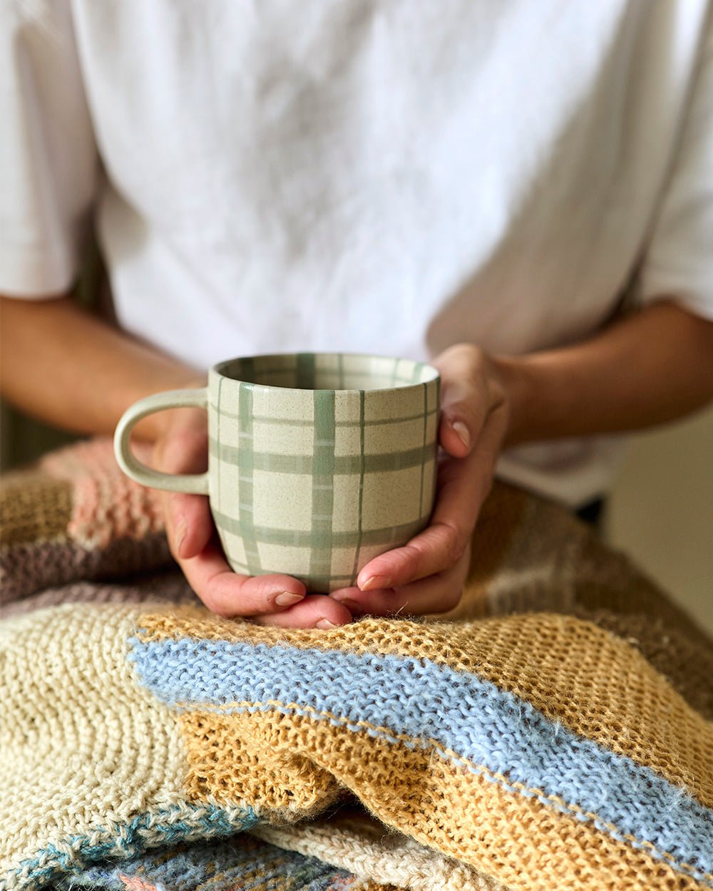 Mug - Single - Duck Egg Check - Cat'S Pyjamas - 350Ml