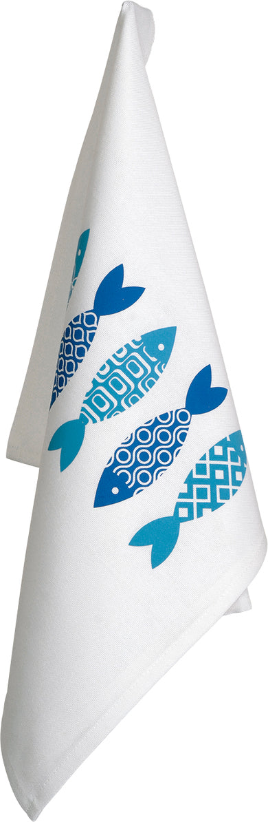 Organic Cotton Tea Towels Fish Azzure