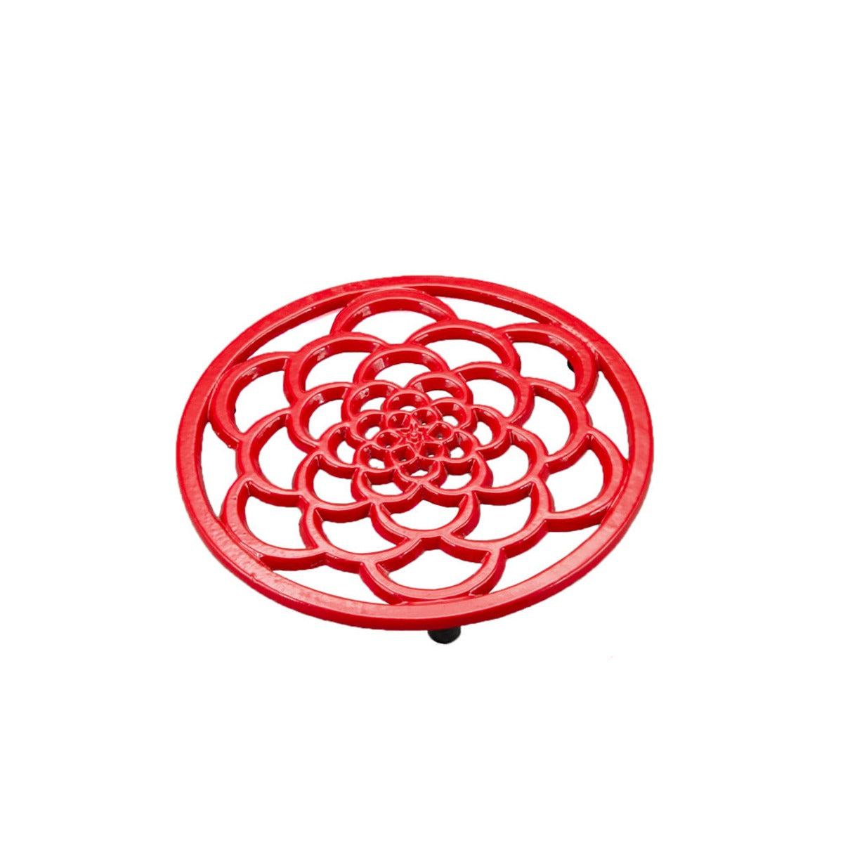 Red Cast Iron Trivet Round