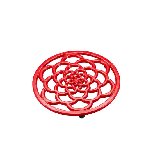 Red Cast Iron Trivet Round