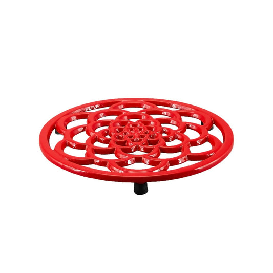 Red Cast Iron Trivet Round