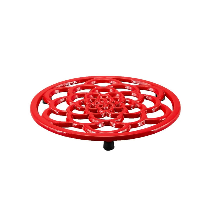 Red Cast Iron Trivet Round