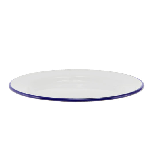 Falcon Enamel Side Plate 20cm White/blue Rim