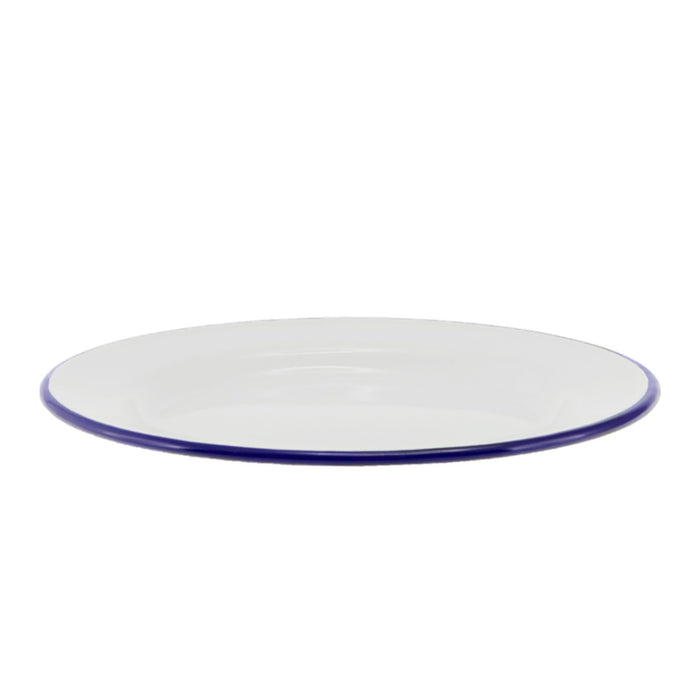 Falcon Enamel Side Plate 20cm White/blue Rim