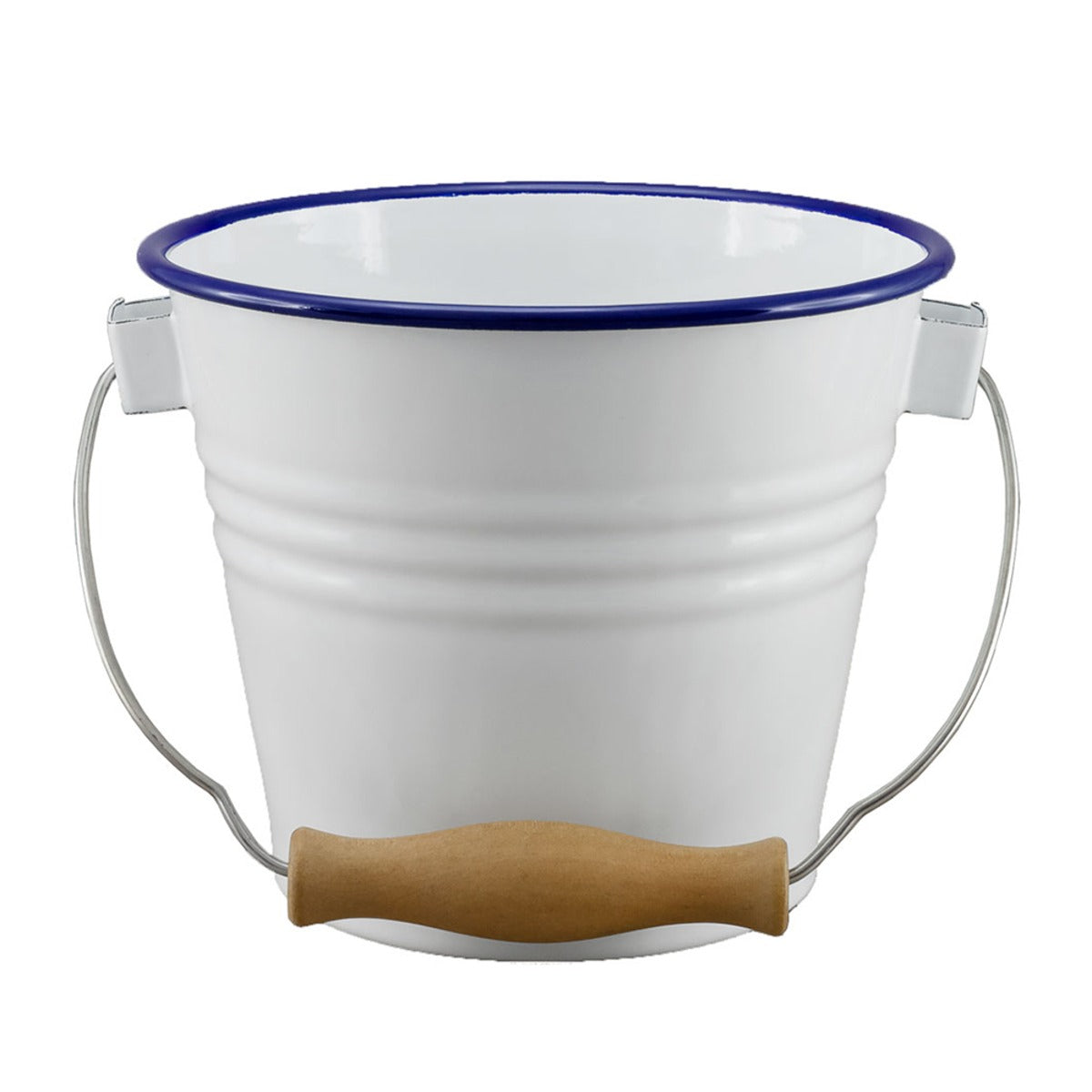 Falcon Enamel Bucket | 16cm - White/blue Rim (no Lid)