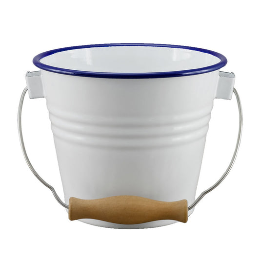 Falcon Enamel Bucket | 16cm - White/blue Rim (no Lid)