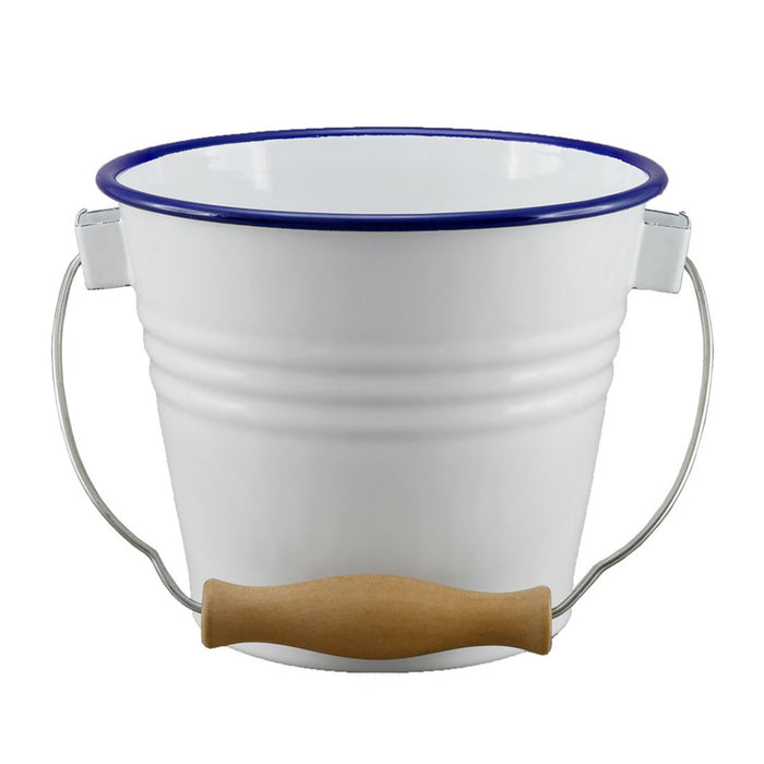 Falcon Enamel Bucket | 16cm - White/blue Rim (no Lid)
