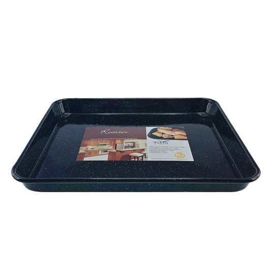 Falcon Enamel Rectangle Baking Tray Black and White Speckle 31x27x3cm
