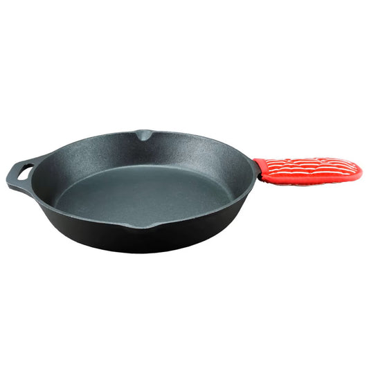 G&S Cast Iron Pre-Seasoned Frypan With Mitt - 33Cm