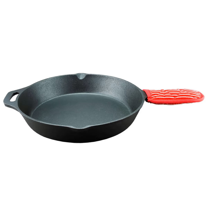 G&S Cast Iron Pre-Seasoned Frypan With Mitt - 33Cm